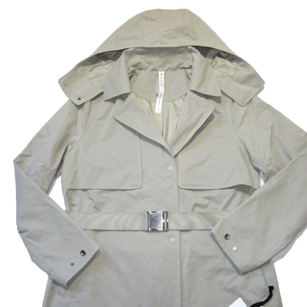 NWT Lululemon Always There Short Trench in Raw Linen Removable Hood Coat 10 - Picture 2 of 7